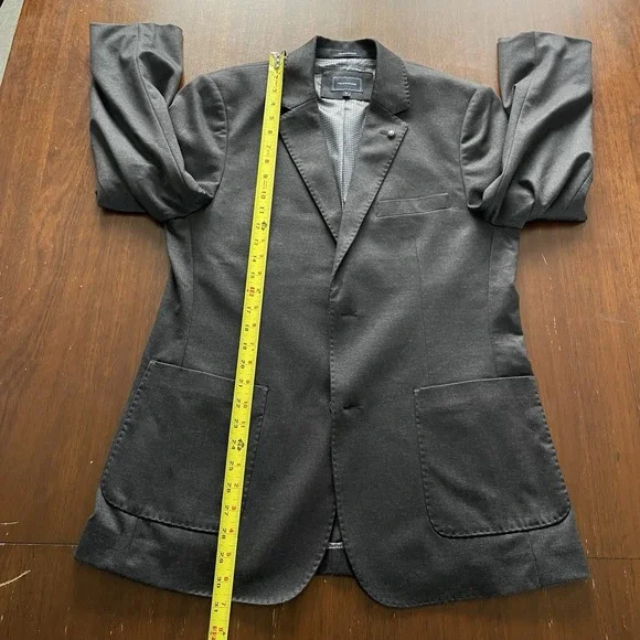 7 Diamonds Mens Medium 4 Way Stretch Blazer Dark Grey Modern 2 Button - Picture 8 of 14